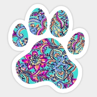 Bright Floral Paw Print Sticker